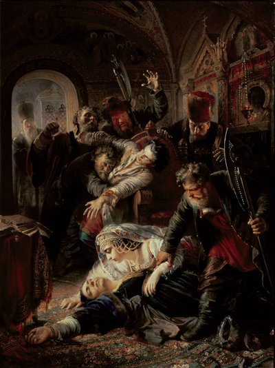 Assassini Assoldati Uccidono il Figlio dello Zar Boris Fyodorevich Godunov da Konstantin Egorovich Makovsky