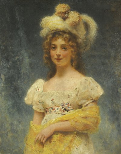 Ritratto di una signora con uno scialle giallo da Konstantin Egorovich Makovsky
