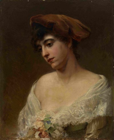 Giovane donna con un berretto rosso da Konstantin Egorovich Makovsky