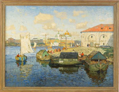 Città sul fiume Volga, 1913 da Konstantin Ivanovich Gorbatov