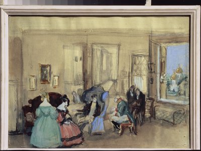 Una scena della commedia "Il Revisore" di Nikolaj Gogol (1809-1852) - Opera di Konstantin Ivanovich Rudakov (1891-1949) da Konstantin Ivanovich Rudakov