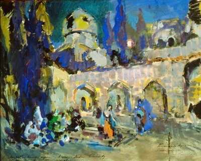 Danza, scenografia per il balletto di Cesare Pugni Il cavallino gobbo, 1912 da Konstantin Alekseevich Korovin