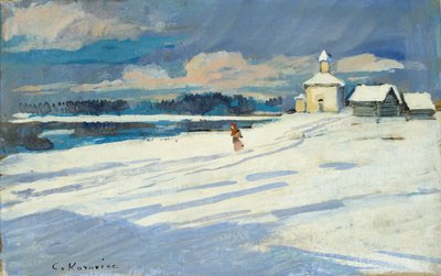 Paesaggio invernale con una piccola chiesa da Konstantin Korovin