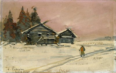 Paesaggio Invernale con due Capanni di Legno da Konstantin Korovin