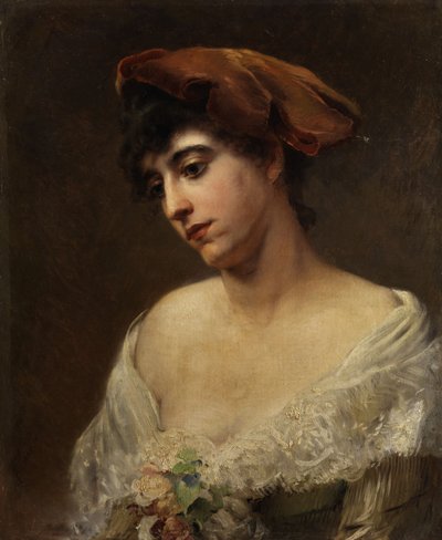 Konstantin Makovsky Ritratto di giovane donna da Konstantin Makovsky