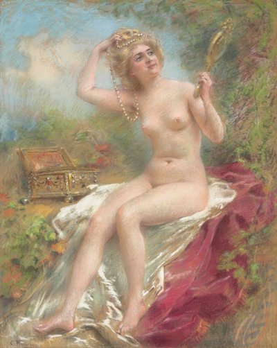 Nudo seduto che si guarda allo specchio da Konstantin Makovsky