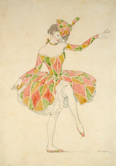 Design per il Costume di Anna Pavlova come Colombina in 
