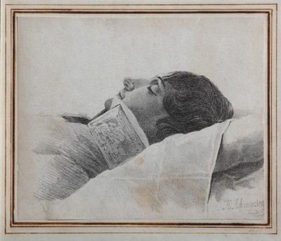 Dimitri Venevitinov 1805-1827 sul letto di morte, 1827 da Konstantin Yakovlevich Afanasyev