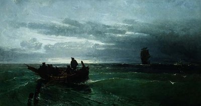 Figure in una barca a remi al largo da Konstantinos Bolanchi