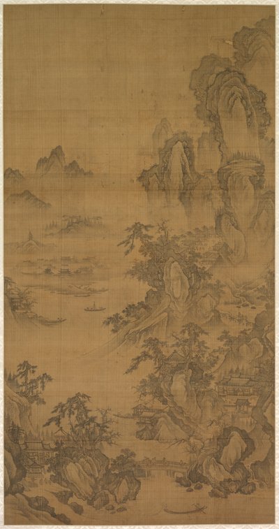 Mercato di montagna, chiaro con nebbia crescente da Korea, Joseon dynasty