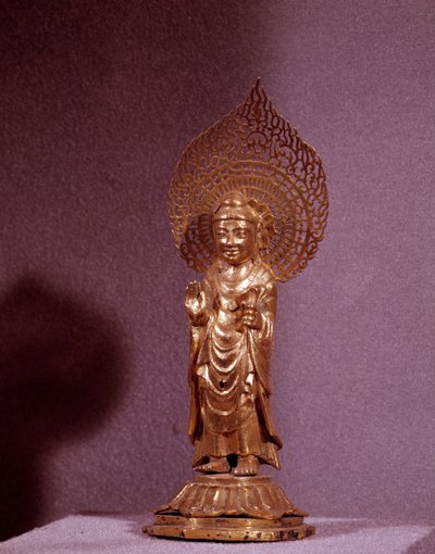 Arte coreana: rappresentazione del Buddha Amitabha, statuetta dorata. Periodo Silla da Korean School