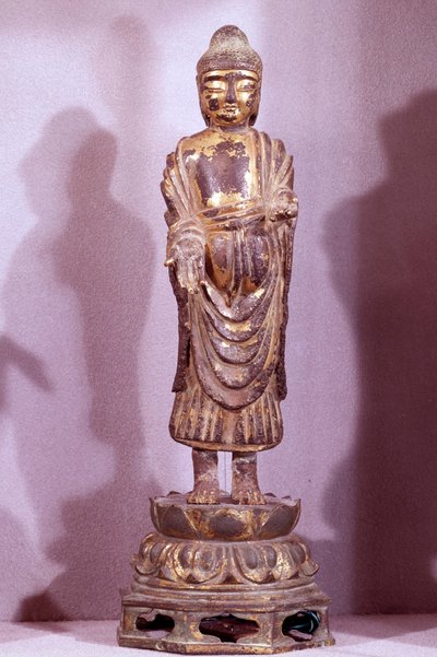 Arte coreana: statuetta di Buddha in bronzo dorato. Periodo Silla, VIII secolo. Collezione Hyung Pil Chun da Korean School
