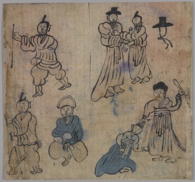 Scena di genere, 1 di 4, XIX secolo da Korean School
