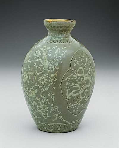 Vaso con drago e fenice, dinastia Goryeo da Korean School