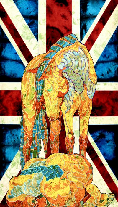 Cavallo dai colori vivaci con la bandiera britannica da Kostyantin Malginov
