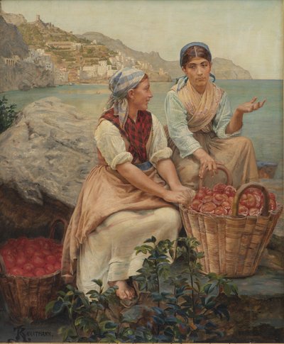 Ragazze italiane con cesti di pomodori da Kristian Zahrtmann
