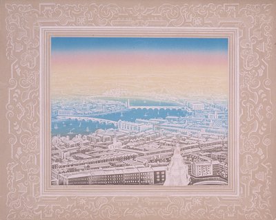 Veduta aerea di Londra con il ponte di Waterloo e il ponte di Blackfriars, c. 1845 da Kronheim and Co