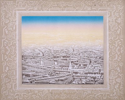 Veduta aerea di Londra con bordo decorativo, c. 1845 da Kronheim and Co