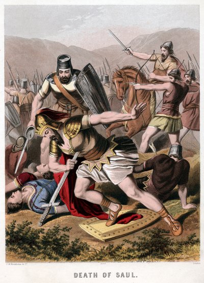 Morte di Saul e del suo scudiero in battaglia con i Filistei, 1870 da Kronheim and Co