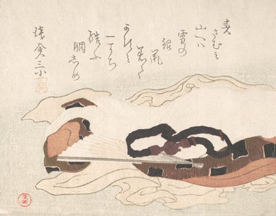 Cintura e ventaglio su un pezzo di stoffa da Kubo Shunman