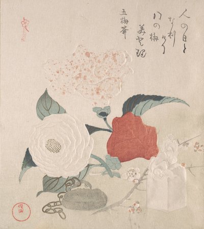 Fiori di camelia, un netsuke e un sigillo da Kubo Shunman