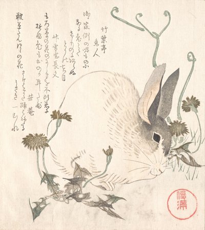 Lepre e dente di leone da Kubo Shunman