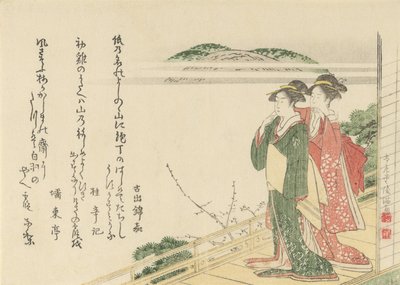 Due giovani donne su una veranda, 1796 da Kubo Shunman