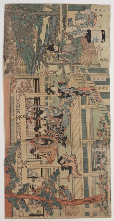 Passante che gode di un concerto serale da Kuninaga Utagawa