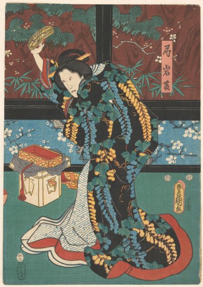 Scena dalla commedia La Montagna dello Specchio da Kunisada (I) , Utagawa