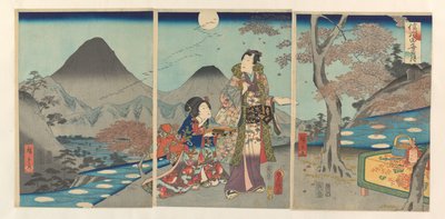 La luna riflessa nelle risaie di Shinano da Kunisada (II) , Utagawa