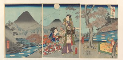La luna riflessa nelle risaie di Shinano da Kunisada (II) , Utagawa