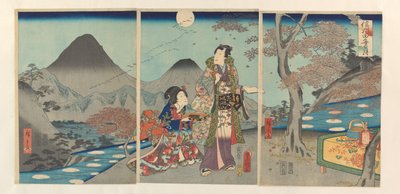 La luna riflessa nelle risaie di Shinano da Kunisada (II) , Utagawa