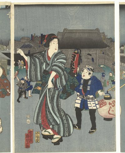 Festival del tempio da Kunisada (II) , Utagawa