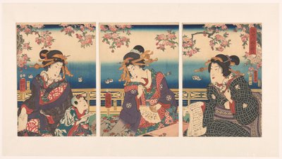 Prosperità nelle montagne lungo il fiume Sumida da Kunisada (II) , Utagawa