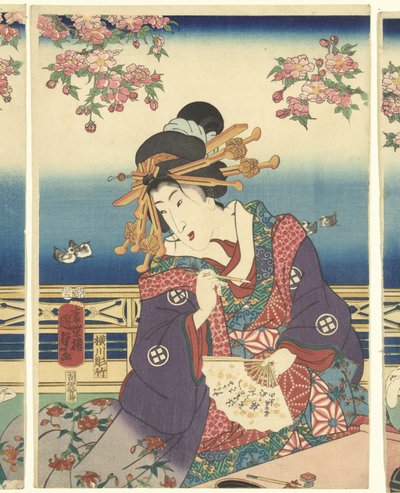 Prosperità nelle montagne lungo il fiume Sumida da Kunisada (II) , Utagawa