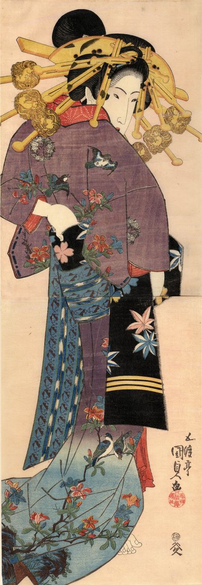 Una Bijin in piedi, ca 1820 da Kunisada