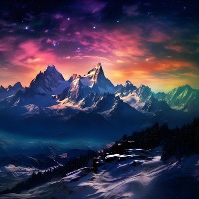 le cime innevate delle Alpi brillano come un arcobaleno nella notte 1 da Kurt Heppke