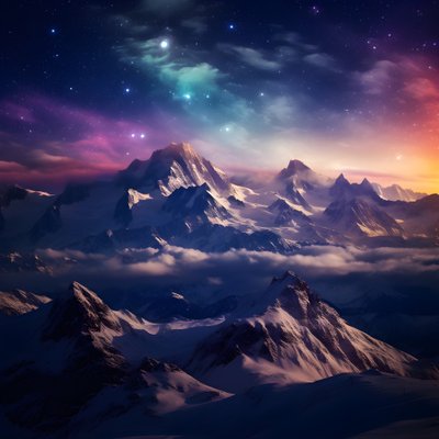 le cime innevate delle Alpi brillano come un arcobaleno nella notte 4 da Kurt Heppke