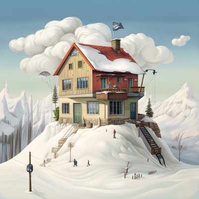 una casa con un berretto da sci 1 da Kurt Heppke