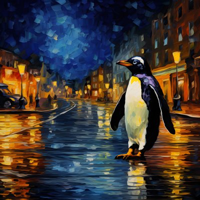 Un pinguino in abito cammina lungo la strada 2 da Kurt Heppke