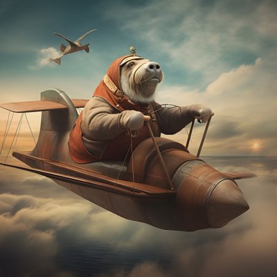 Un tricheco pilota un aereo 1 da Kurt Heppke