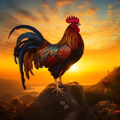un gallo che canta all