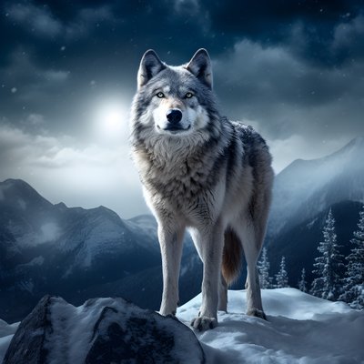 Un maestoso lupo grigio su una vetta innevata 1 da Kurt Heppke
