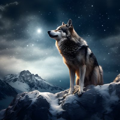 Un maestoso lupo grigio su una vetta innevata 3 da Kurt Heppke