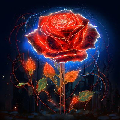 Schizzo di una rosa rossa in fiore, con un solo fiore e alcune linee dettagliate 2 da Kurt Heppke