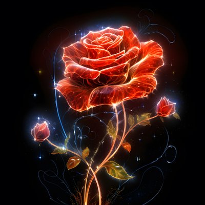 Schizzo di una rosa rossa in fiore, con un solo fiore e alcune linee dettagliate 4 da Kurt Heppke