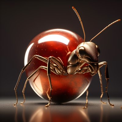 Una formica marrone scala una mela gigante 2 da Kurt Heppke