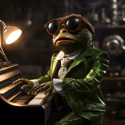 Elton John come rana con occhiali da sole e pianoforte 4 da Kurt Heppke