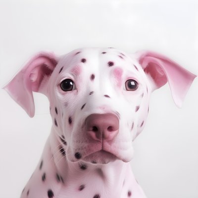 Affascinante primo piano di un maiale rosa con macchie dalmata su sfondo bianco 3 da Kurt Heppke
