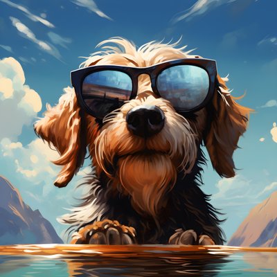 Cane, cartone animato, occhiali da sole da Kurt Heppke